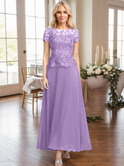 A-Line Illusion Neck Ankle-Length Chiffon Mother Of The Bride Dresses With Lace