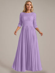 A-Line Scoop Floor-Length Chiffon Mother of the Bride Dress