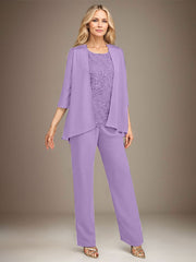 Stormy 3 Piece Long Mother of the Bride Pant Suits with Appliques