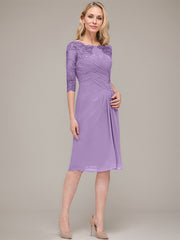 Sheath/Column Knee-Length Chiffon Mother of the Bride Dress With Jacket Appliqued Pleated