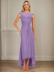 A-Line Scoop Asymmetrical Chiffon Mother of the Bride Dress