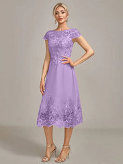 Dusty Rose A-Line Tea-Length Mother of the Bride Dress With Sequins