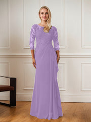 A-Line Floor-Length Scoop Chiffon Mother of Bride Dress