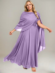 A-line V-Neck Illusion Ankle-Length Lace Chiffon Mother of the Bride Dress With Sequins