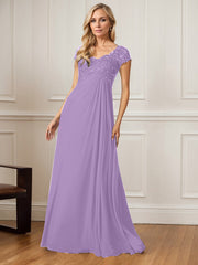 A-Line V-Neck Floor-Length Chiffon Mother of the Bride Dress