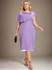 Sheath/Column Scoop Knee-Length Chiffon Mother of the Bride Dress With Beading