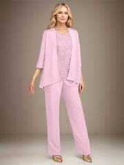 Stormy 3 Piece Long Mother of the Bride Pant Suits with Appliques