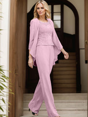Jumpsuit/Pantsuit Scoop Neck Chiffon Mother Of The Bride Dresses With Lace