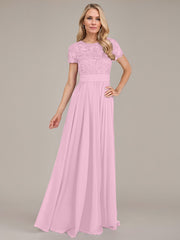 A-Line Scoop Floor-Length Chiffon Mother of the Bride Dress