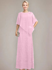 Sheath/Column Scoop Floor-Length Chiffon Lace Mother of the Bride Dress With Sequins Beading