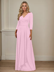 A-Line V-Neck Floor-Length Chiffon Mother of the Bride Dress
