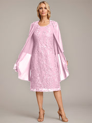 A-line Scoop Knee-Length Lace Mother of the Bride Dress With Sequins