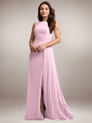 A-Line Scoop Floor-Length Sequins Chiffon Mother of the Bride Dress
