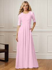 A-Line Square Neck Floor-Length Chiffon Mother of the Bride Dress