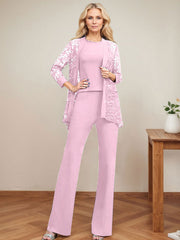 Jumpsuit/Pantsuit Scoop Neck Elastic Satin Mother Of The Bride Dresses