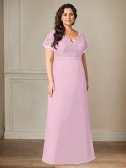 A-Line V-Neck Lace Chiffon Mother of the Bride Dress