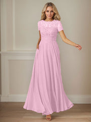 A-Line Boat-neck Sequins Chiffon Mother of the Bride Dress