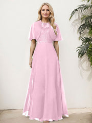 Sheath/Column Chiffon Mother Of The Bride Dresses With Appliques Lace