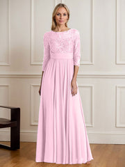 A-Line Scoop Floor-Length Sequins Chiffon Mother of the Bride Dress