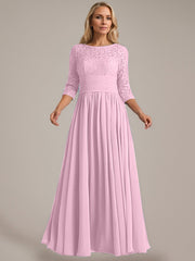 A-Line Scoop Floor-Length Chiffon Mother of the Bride Dress