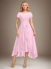 Asymmetrical Sequin Mother of Bride Dress with Appliques