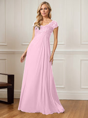 A-Line V-Neck Floor-Length Chiffon Mother of the Bride Dress