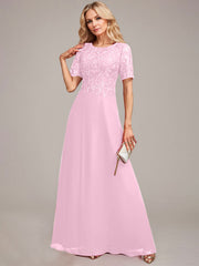 A-Line Round Neck Sequin Mother of Bride Dress With Appliques