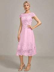 Dusty Rose A-Line Tea-Length Mother of the Bride Dress With Sequins