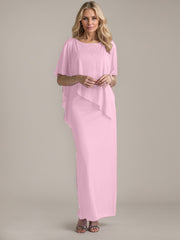 Sheath Scoop Floor-Length Beaded Mother of the Bride Dress