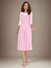 Plum A-Line Scoop Lace Chiffon Mother of the Bride Dress