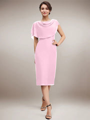 Sheath/Column Scoop Knee-Length Chiffon Mother of the Bride Dress With Beading