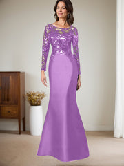 Scoop Neck Long Sleeves Floor-Length Satin/Sequined Mother Of The Bride Dresses
