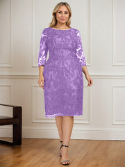 Sheath/Column Scoop Knee-Length Lace Mother of the Bride Dress