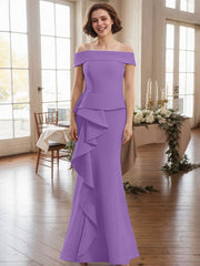 Off-The-Shoulder Cascading Ruffles Mother Of The Bride Dresses