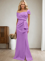 Elegant Wrap Sheath Mother Of The Bride Dresses With Split Front