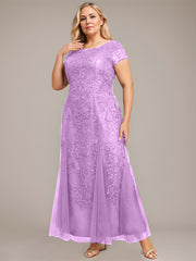 Trumpet/Mermaid Scoop Ankle-Length Lace Tulle Mother of the Bride Dress With Sequins Beading