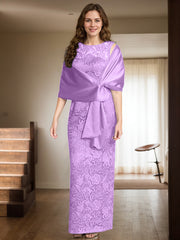 Sheath/Column Scoop Neck Floor-Length Lace/Silk Like Satin Mother Of The Bride Dresses