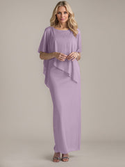 Sheath Scoop Floor-Length Beaded Mother of the Bride Dress