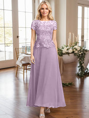 A-Line Illusion Neck Ankle-Length Chiffon Mother Of The Bride Dresses With Lace