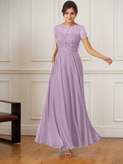 A-Line Boat-Neck Floor-Length Sequins Chiffon Mother of the Bride Dress