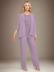 Stormy 3 Piece Long Mother of the Bride Pant Suits with Appliques