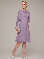 A-line/Princess Sleeveless Knee-Length Chiffon Mother of the Bride Dress With Jacket Appliqued Beading