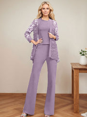 Jumpsuit/Pantsuit Scoop Neck Elastic Satin Mother Of The Bride Dresses