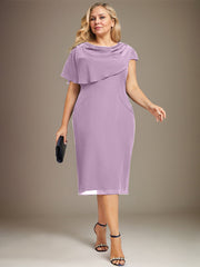 Sheath/Column Scoop Knee-Length Chiffon Mother of the Bride Dress With Beading