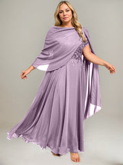 A-line V-Neck Illusion Ankle-Length Lace Chiffon Mother of the Bride Dress With Sequins