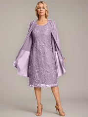 A-line Scoop Knee-Length Lace Mother of the Bride Dress With Sequins