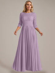 A-Line Scoop Floor-Length Chiffon Mother of the Bride Dress