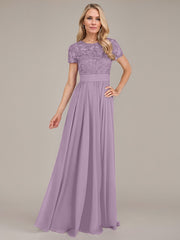 A-Line Scoop Floor-Length Chiffon Mother of the Bride Dress