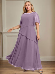 A-line Scoop Ankle-Length Chiffon Mother of the Bride Dress With Beading