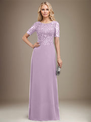 A-line Scoop Floor-Length Lace Chiffon Mother of the Bride Dress With Sequins